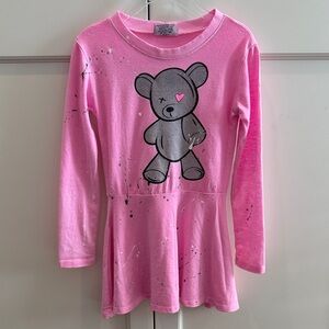 Firehouse Pink Teddy Bear Splatter Dress Toddler Girls 2/3 - Made in NYC